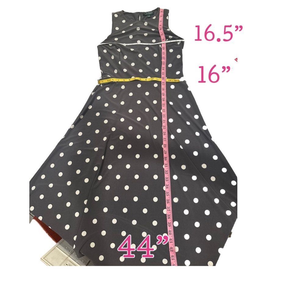 Ralph Lauren Gray Polka Dot Midi Dress - Picture 6 of 6